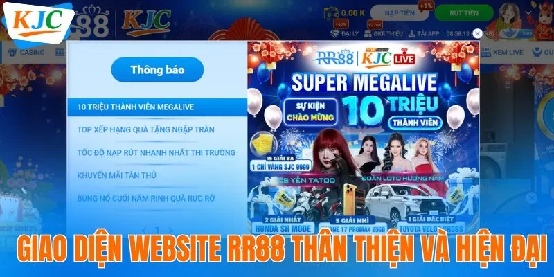 Giao diện website RR88 thân thiện và hiện đại