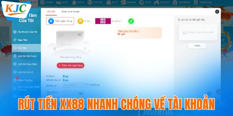 Rút tiền XX88 về tài khoản nhanh gọn